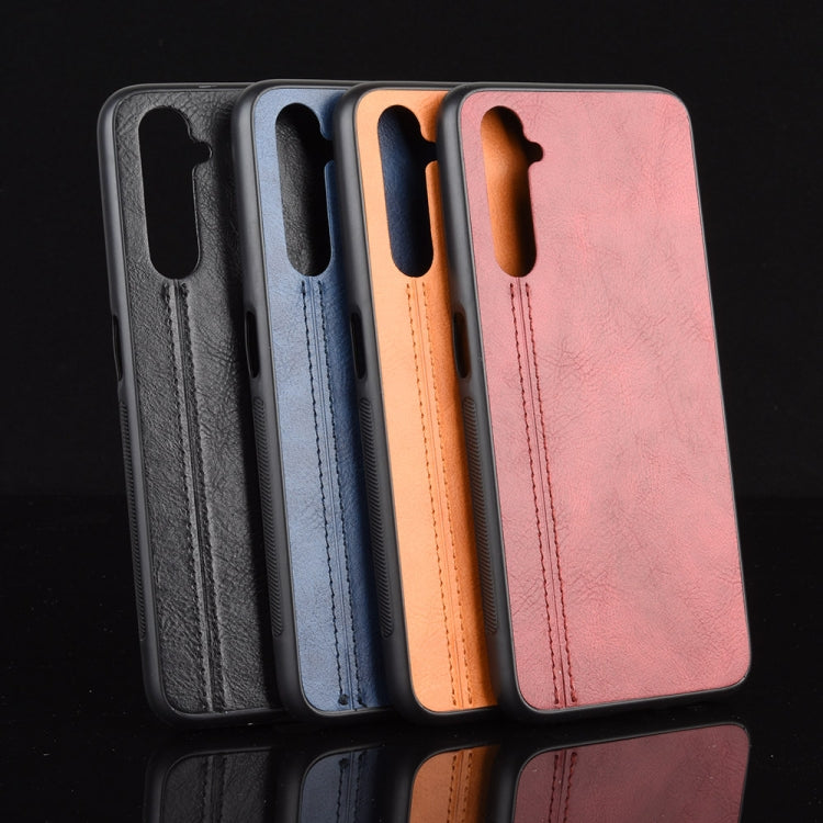 For Oppo Realme 6 Shockproof Sewing Cow Pattern Skin PC + PU + TPU Case