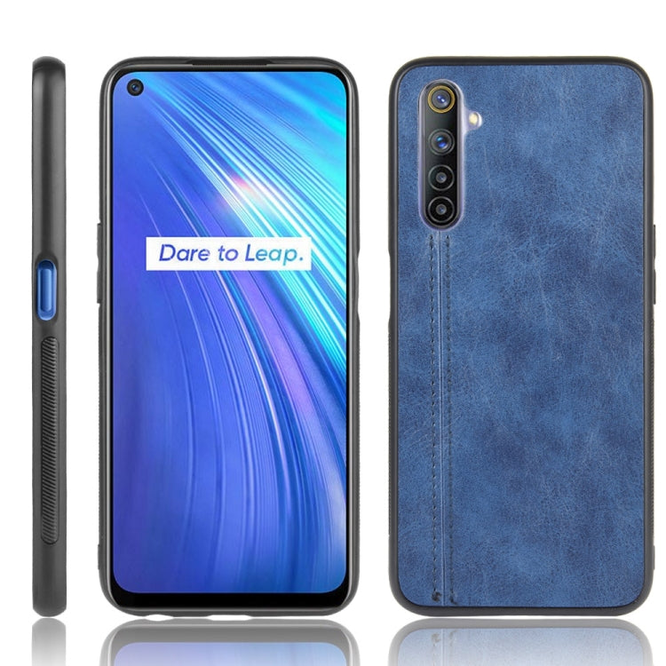 For Oppo Realme 6 Shockproof Sewing Cow Pattern Skin PC + PU + TPU Case