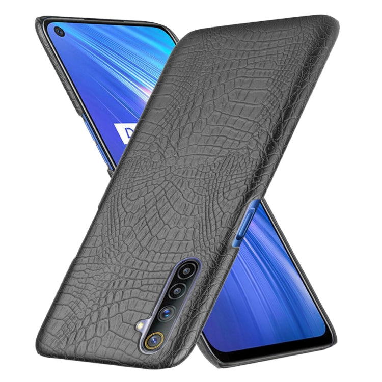 For Oppo Realme 6 Shockproof Crocodile Texture PC + PU Case