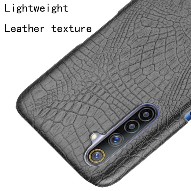 For Oppo Realme 6 Shockproof Crocodile Texture PC + PU Case