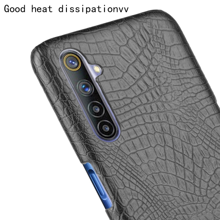 For Oppo Realme 6 Shockproof Crocodile Texture PC + PU Case