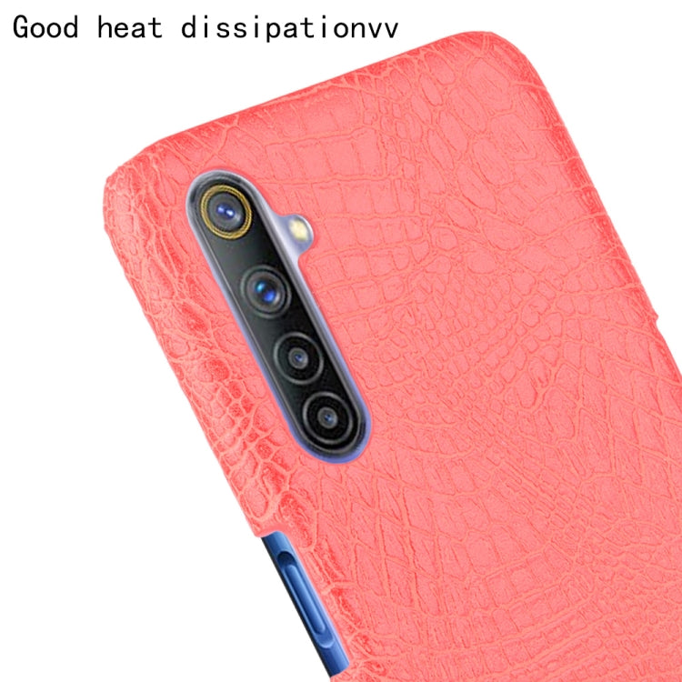 For Oppo Realme 6 Shockproof Crocodile Texture PC + PU Case