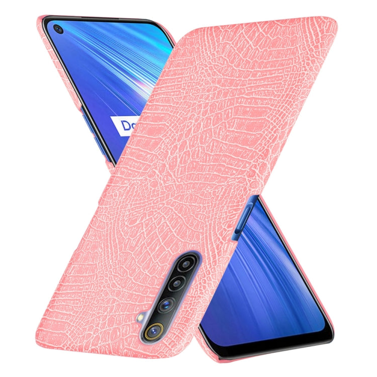 For Oppo Realme 6 Shockproof Crocodile Texture PC + PU Case