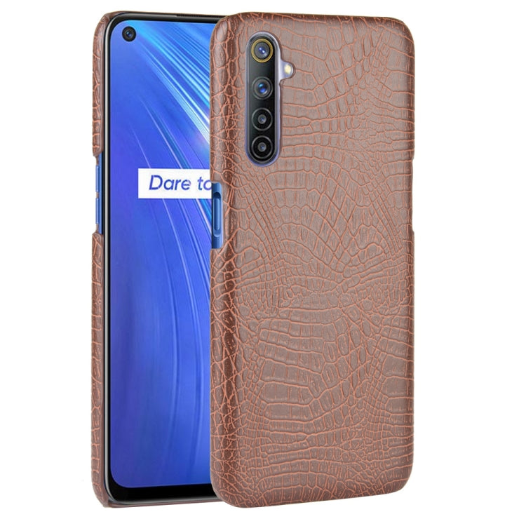 For Oppo Realme 6 Shockproof Crocodile Texture PC + PU Case