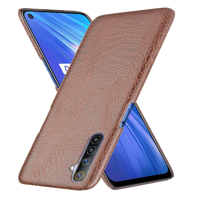 For Oppo Realme 6 Shockproof Crocodile Texture PC + PU Case