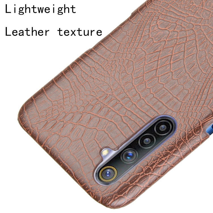 For Oppo Realme 6 Shockproof Crocodile Texture PC + PU Case