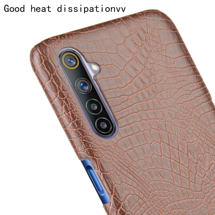 For Oppo Realme 6 Shockproof Crocodile Texture PC + PU Case