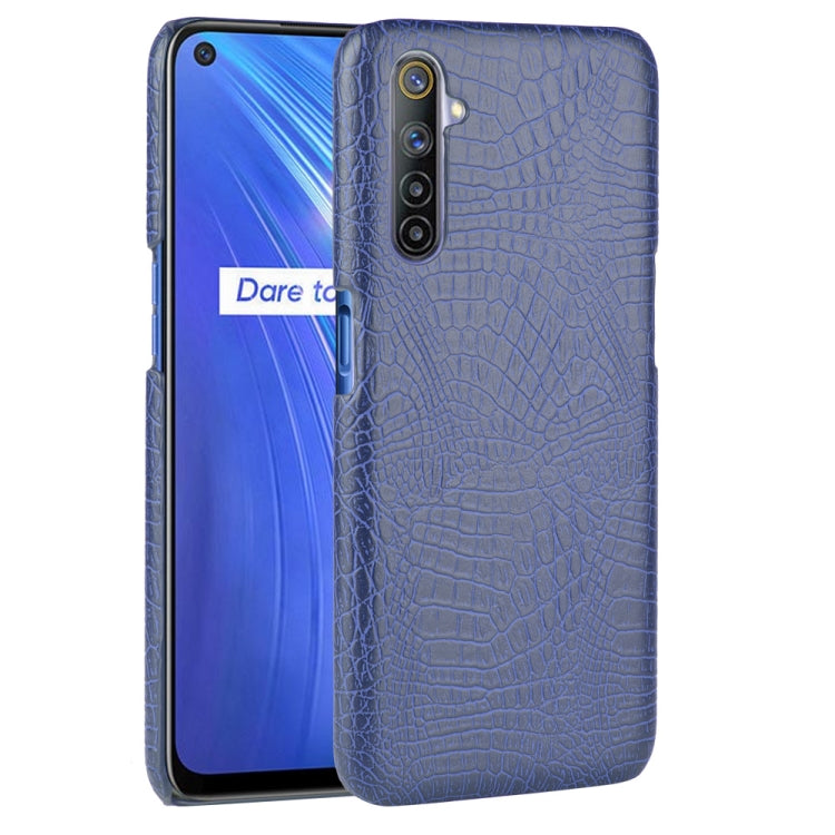 For Oppo Realme 6 Shockproof Crocodile Texture PC + PU Case