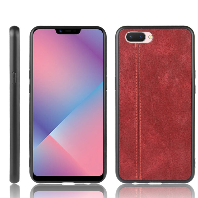 For Oppo A12e Shockproof Sewing Cow Pattern Skin PC + PU + TPU Case