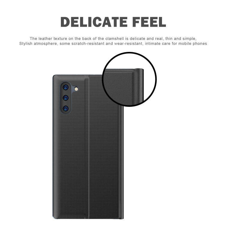 For Galaxy Note 10 Side Display Magnetic Horizontal Flip Plain Texture Cloth + PC Case with Holder & Sleep / Wake-up Function