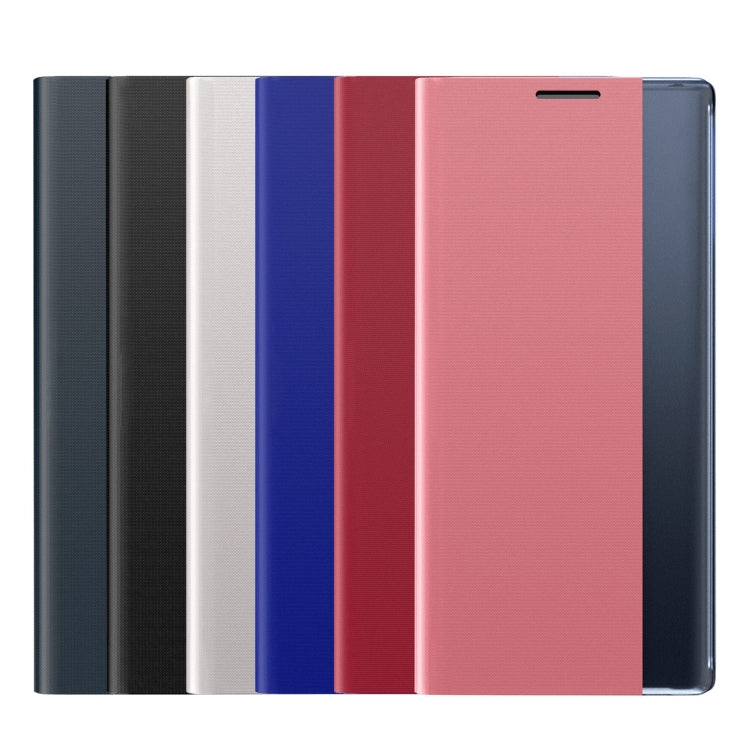 For Galaxy Note 10 Plus Side Display Magnetic Horizontal Flip Plain Texture Cloth + PC Case with Holder & Sleep / Wake-up Function