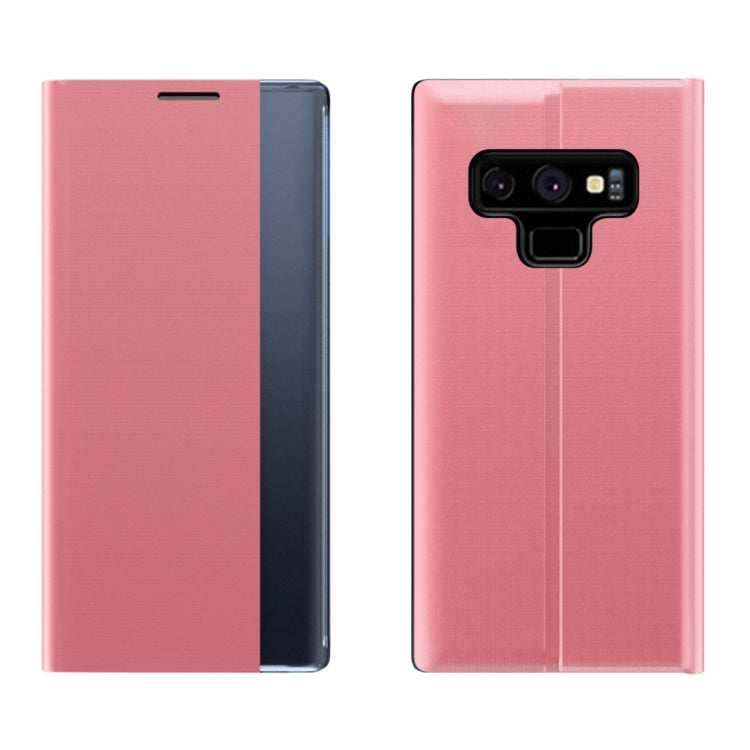 For Galaxy Note 9 Side Display Magnetic Horizontal Flip Plain Texture Cloth + PC Case with Holder & Sleep / Wake-up Function