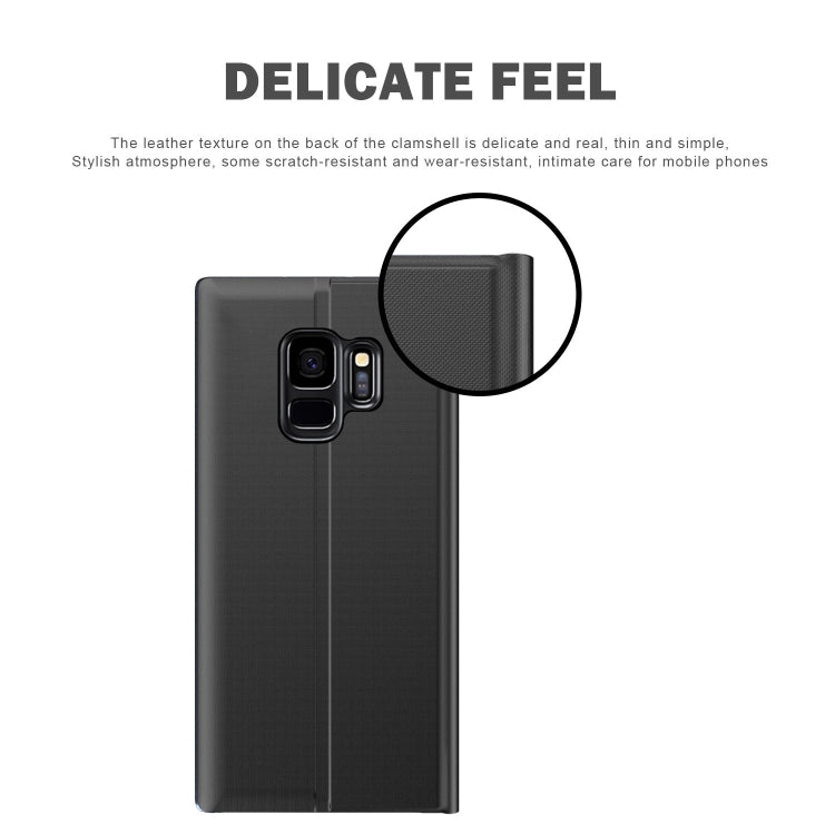 For Galaxy S9 Side Display Magnetic Horizontal Flip Plain Texture Cloth + PC Case with Holder & Sleep / Wake-up Function