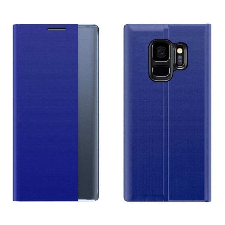 For Galaxy S9 Plus Side Display Magnetic Horizontal Flip Plain Texture Cloth + PC Case with Holder & Sleep / Wake-up Function