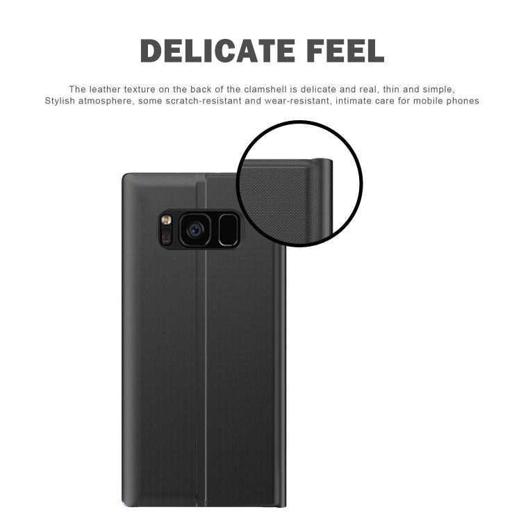 For Galaxy S8 Side Display Magnetic Horizontal Flip Plain Texture Cloth + PC Case with Holder & Sleep / Wake-up Function
