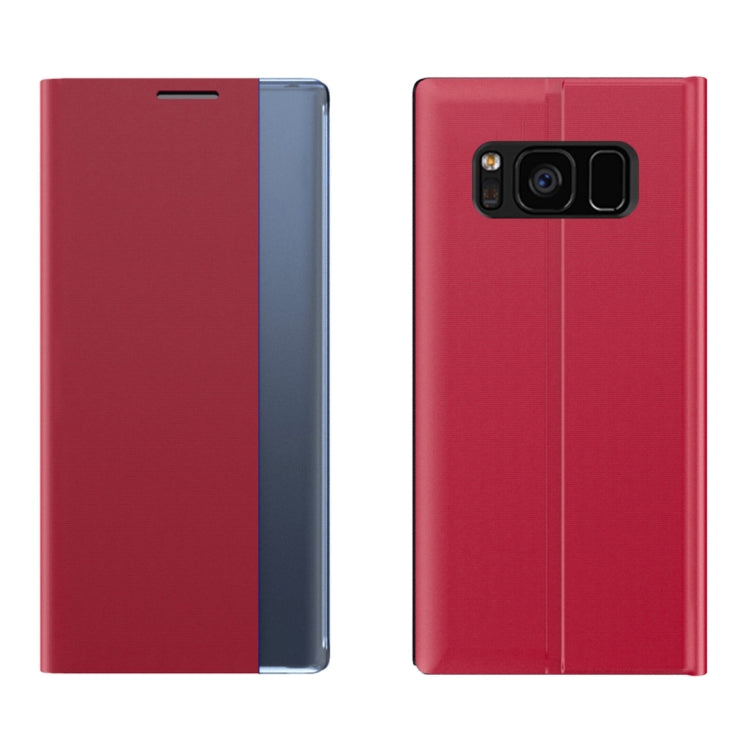 For Galaxy S10 Side Display Magnetic Horizontal Flip Plain Texture Cloth + PC Case with Holder & Sleep / Wake-up Function