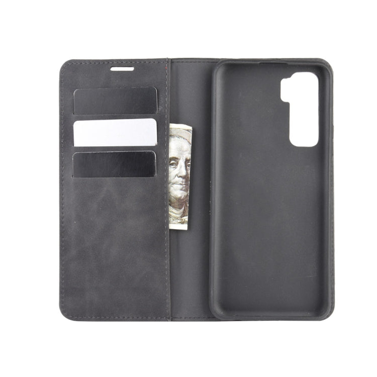 For Huawei Nova 7 SE Retro-skin Business Magnetic Suction Leather Case with Holder & Card Slots & Wallet