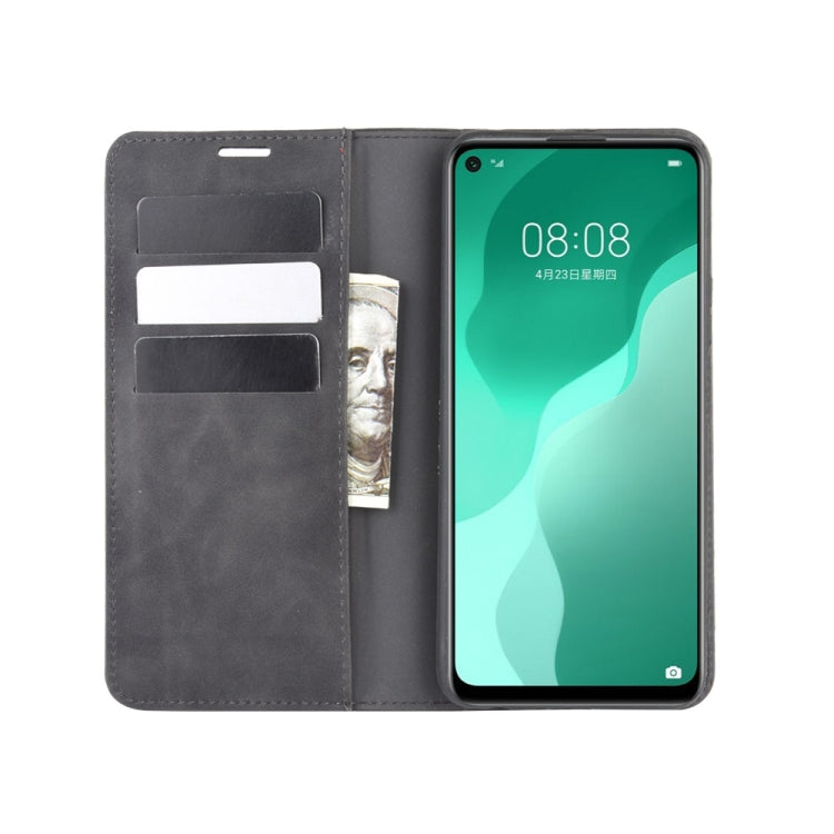 For Huawei Nova 7 SE Retro-skin Business Magnetic Suction Leather Case with Holder & Card Slots & Wallet