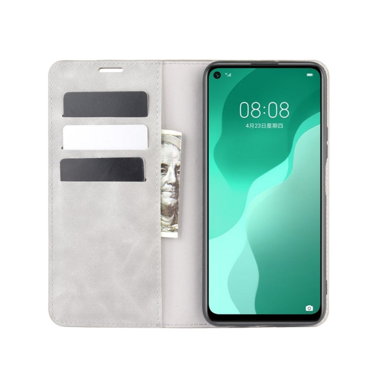 For Huawei Nova 7 SE Retro-skin Business Magnetic Suction Leather Case with Holder & Card Slots & Wallet