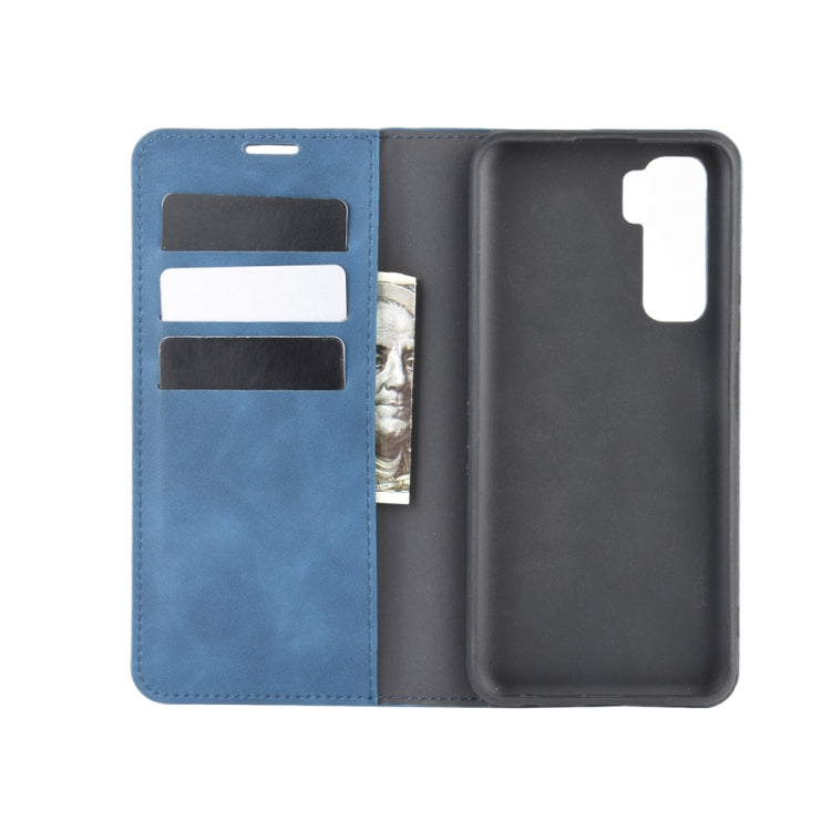 For Huawei Nova 7 SE Retro-skin Business Magnetic Suction Leather Case with Holder & Card Slots & Wallet