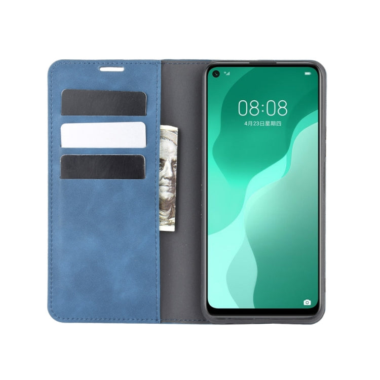 For Huawei Nova 7 SE Retro-skin Business Magnetic Suction Leather Case with Holder & Card Slots & Wallet
