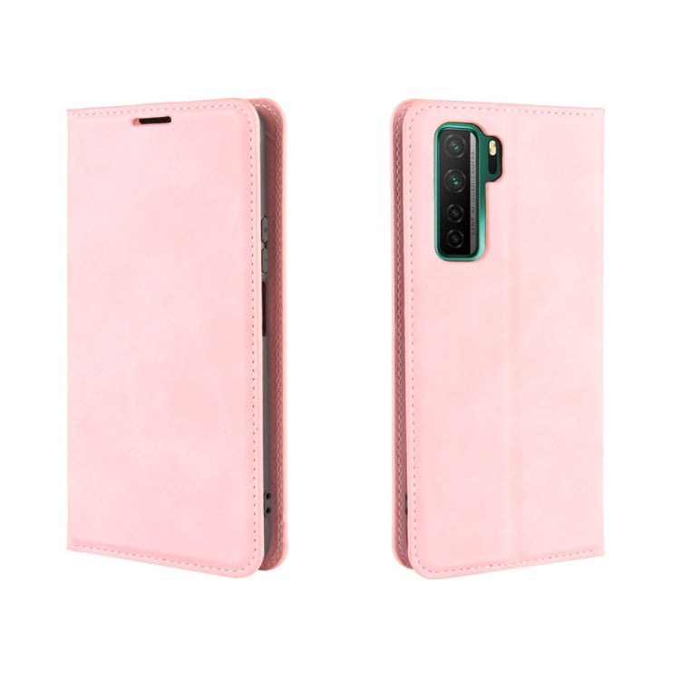 For Huawei Nova 7 SE Retro-skin Business Magnetic Suction Leather Case with Holder & Card Slots & Wallet
