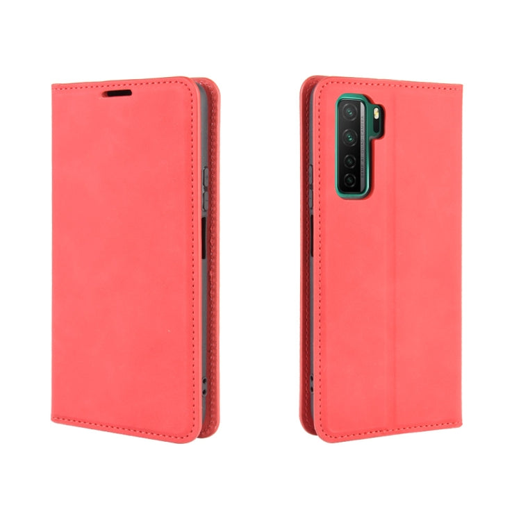 For Huawei Nova 7 SE Retro-skin Business Magnetic Suction Leather Case with Holder & Card Slots & Wallet