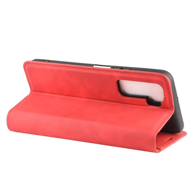 For Huawei Nova 7 SE Retro-skin Business Magnetic Suction Leather Case with Holder & Card Slots & Wallet