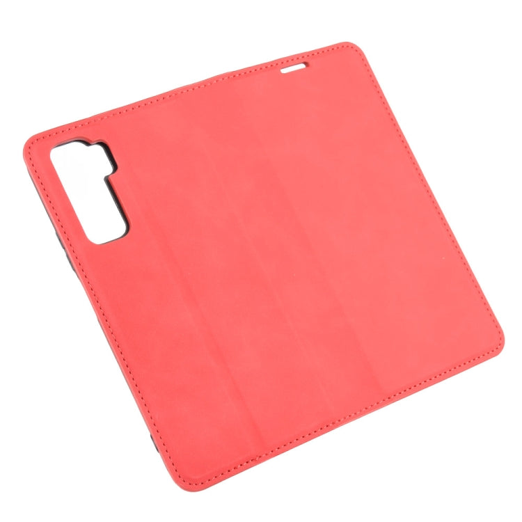 For Huawei Nova 7 SE Retro-skin Business Magnetic Suction Leather Case with Holder & Card Slots & Wallet