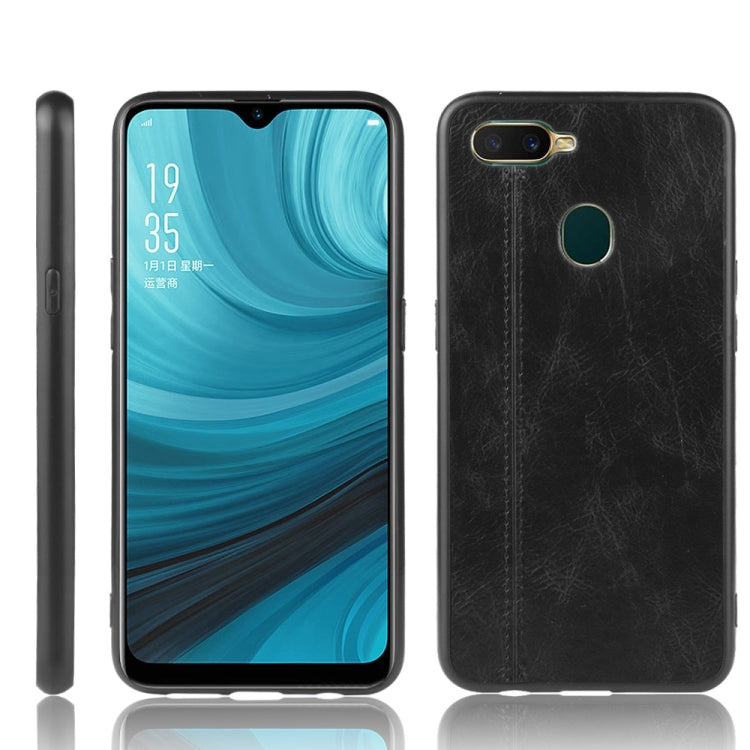 For Oppo A12 Shockproof Sewing Cow Pattern Skin PC + PU + TPU Case