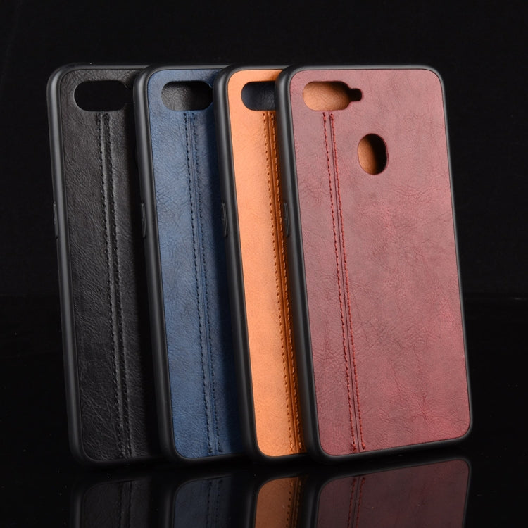 For Oppo A12 Shockproof Sewing Cow Pattern Skin PC + PU + TPU Case