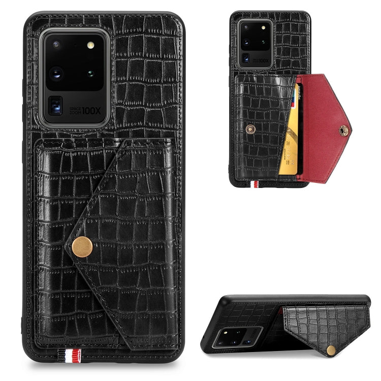 For Galaxy S20 Ultra Crocodile Pattern Envelope Card Package Phone Case With Magnet And Bracket Function