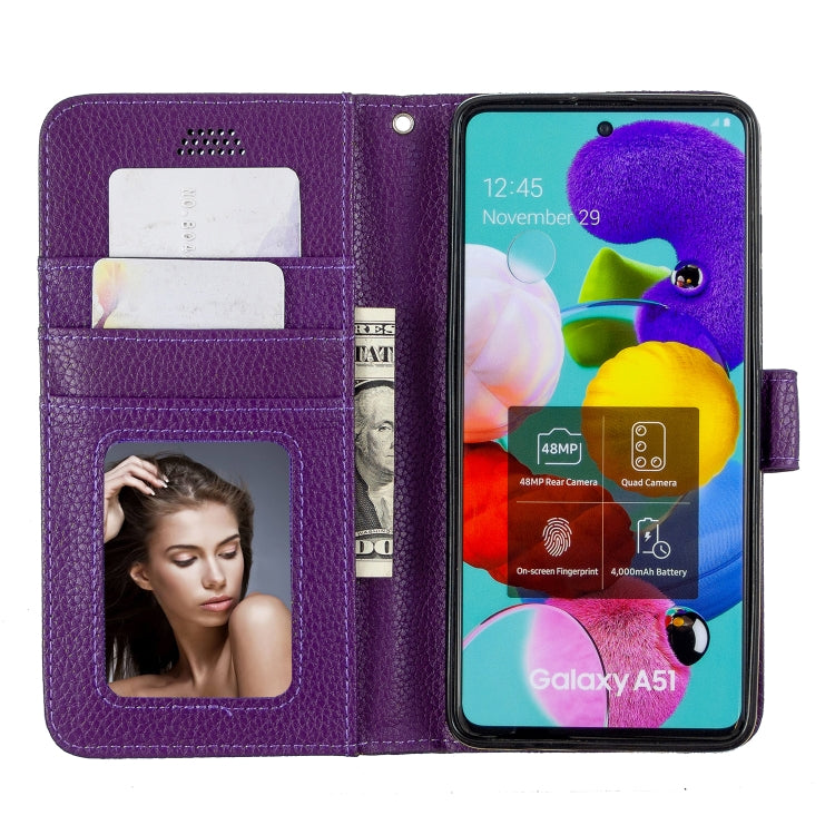 For Galaxy A51 Litchi Texture Horizontal Flip Leather Case with Holder & Card Slots & Wallet & Photo Frame