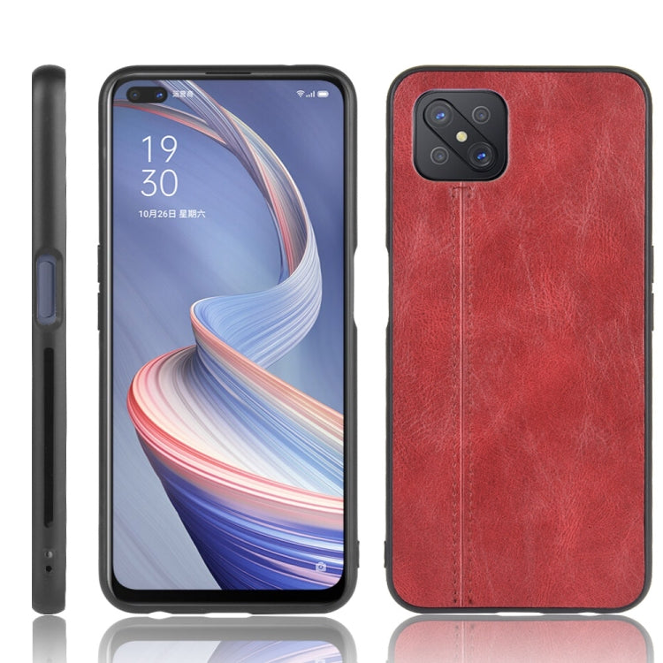 For Oppo A92s Shockproof Sewing Cow Pattern Skin PC + PU + TPU Case