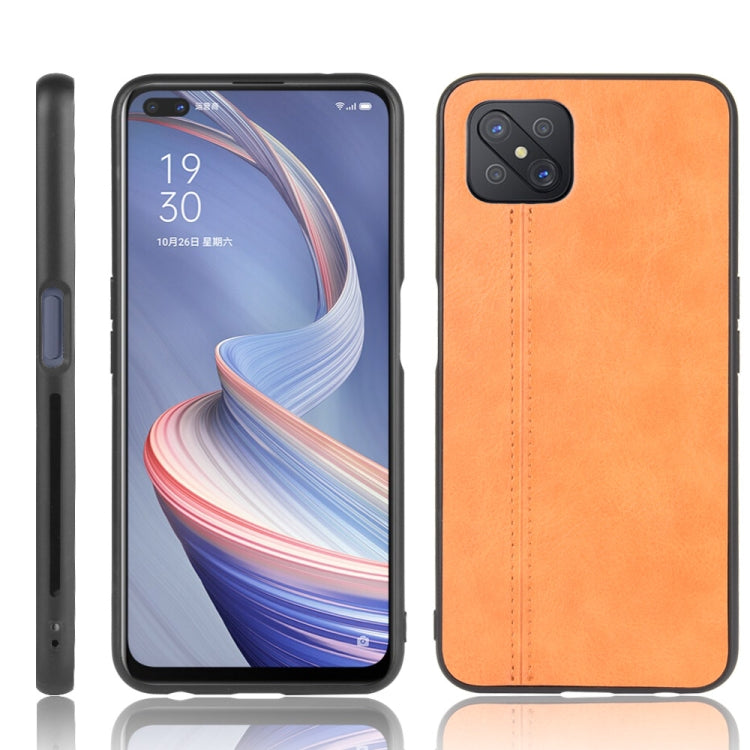 For Oppo A92s Shockproof Sewing Cow Pattern Skin PC + PU + TPU Case