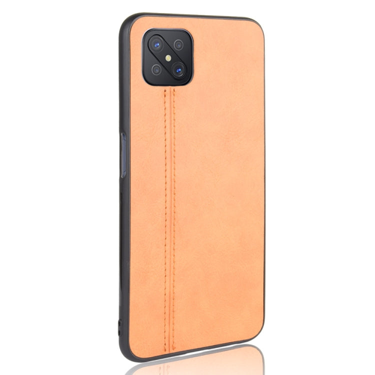 For Oppo A92s Shockproof Sewing Cow Pattern Skin PC + PU + TPU Case