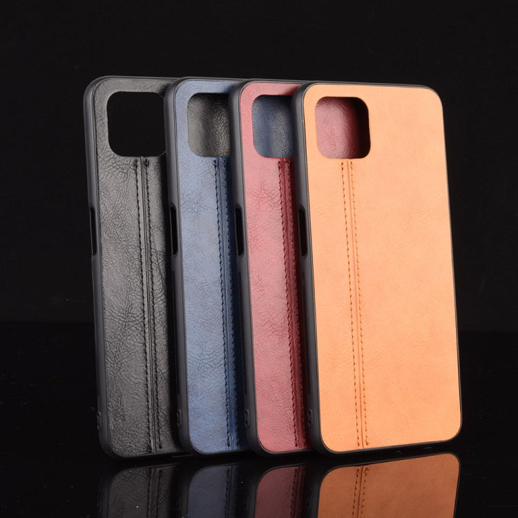 For Oppo A92s Shockproof Sewing Cow Pattern Skin PC + PU + TPU Case