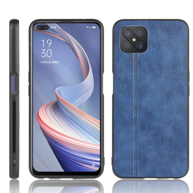 For Oppo A92s Shockproof Sewing Cow Pattern Skin PC + PU + TPU Case