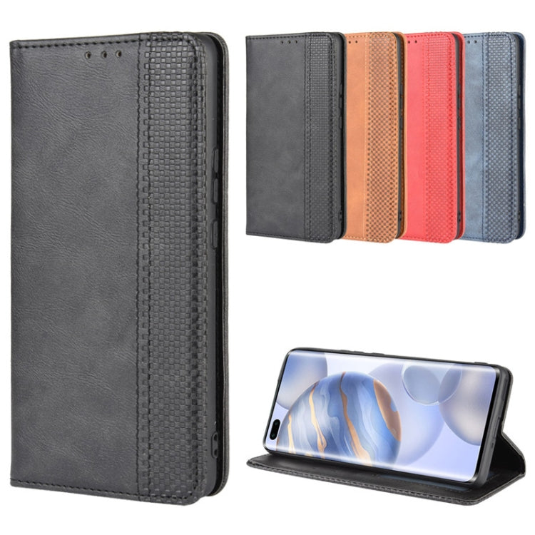 For Huawe Honor 30 Pro Magnetic Buckle Retro Crazy Horse Texture Horizontal Flip Leather Case  , with Holder & Card Slots & Photo Frame