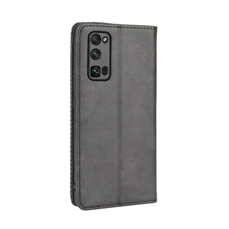 For Huawe Honor 30 Pro Magnetic Buckle Retro Crazy Horse Texture Horizontal Flip Leather Case  , with Holder & Card Slots & Photo Frame