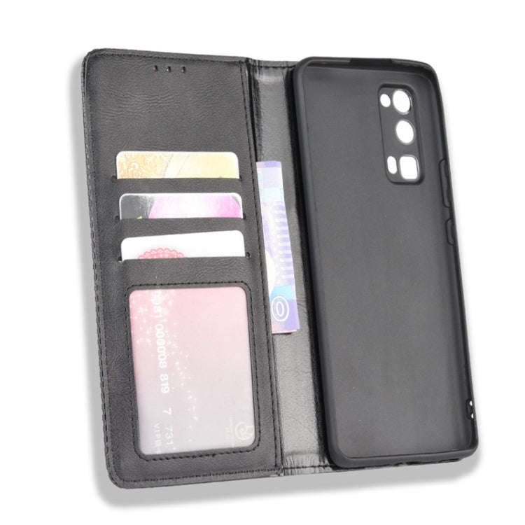 For Huawe Honor 30 Pro Magnetic Buckle Retro Crazy Horse Texture Horizontal Flip Leather Case  , with Holder & Card Slots & Photo Frame