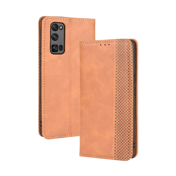 For Huawe Honor 30 Pro Magnetic Buckle Retro Crazy Horse Texture Horizontal Flip Leather Case  , with Holder & Card Slots & Photo Frame