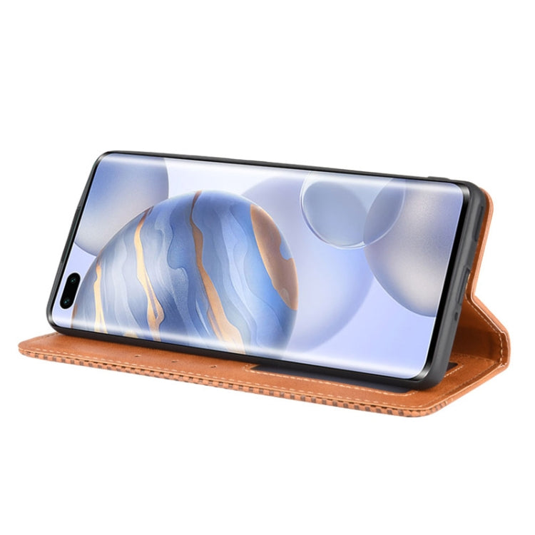 For Huawe Honor 30 Pro Magnetic Buckle Retro Crazy Horse Texture Horizontal Flip Leather Case  , with Holder & Card Slots & Photo Frame