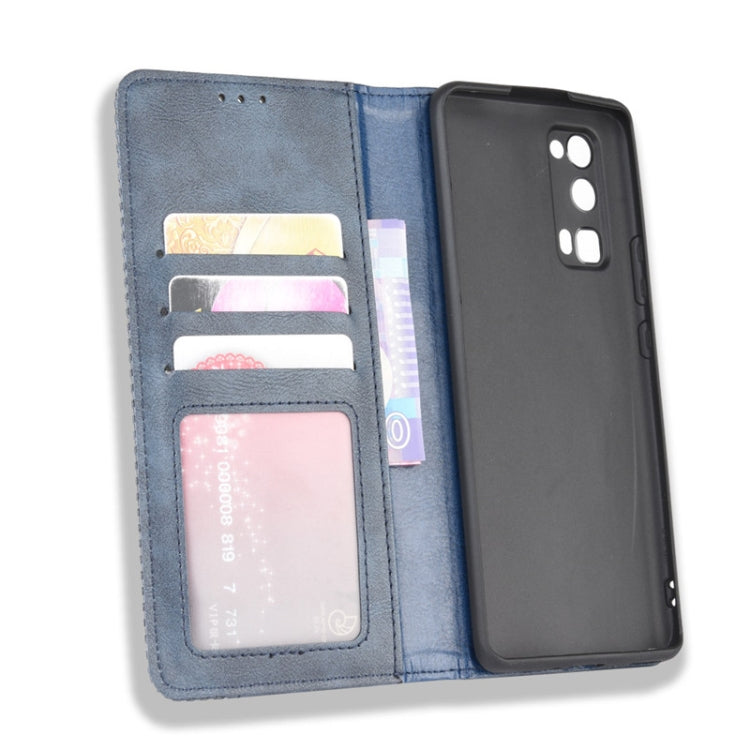 For Huawe Honor 30 Pro Magnetic Buckle Retro Crazy Horse Texture Horizontal Flip Leather Case  , with Holder & Card Slots & Photo Frame