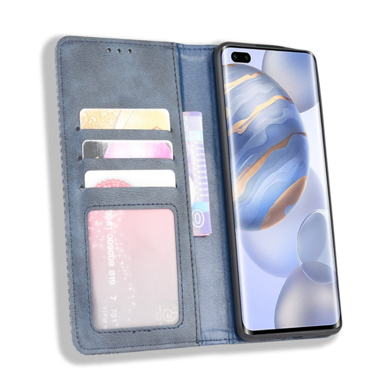 For Huawe Honor 30 Pro Magnetic Buckle Retro Crazy Horse Texture Horizontal Flip Leather Case  , with Holder & Card Slots & Photo Frame