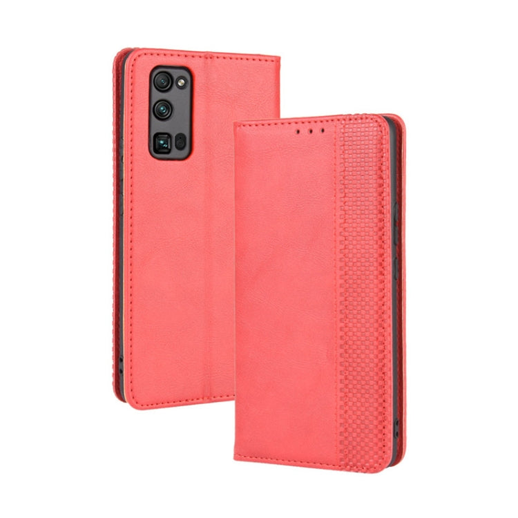 For Huawe Honor 30 Pro Magnetic Buckle Retro Crazy Horse Texture Horizontal Flip Leather Case  , with Holder & Card Slots & Photo Frame