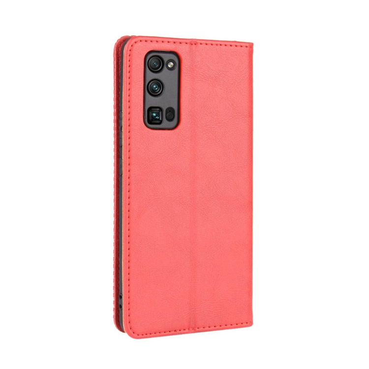 For Huawe Honor 30 Pro Magnetic Buckle Retro Crazy Horse Texture Horizontal Flip Leather Case  , with Holder & Card Slots & Photo Frame
