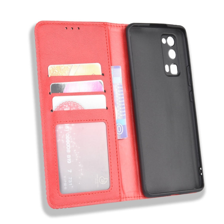 For Huawe Honor 30 Pro Magnetic Buckle Retro Crazy Horse Texture Horizontal Flip Leather Case  , with Holder & Card Slots & Photo Frame