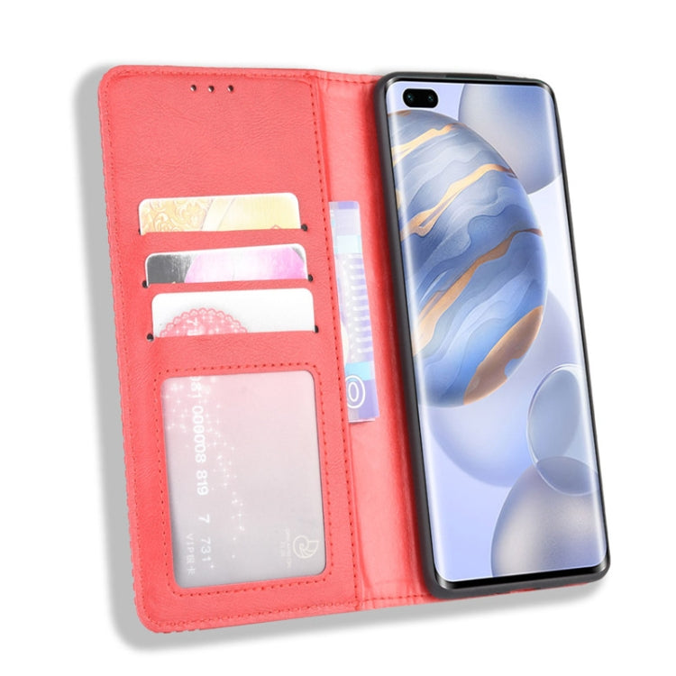 For Huawe Honor 30 Pro Magnetic Buckle Retro Crazy Horse Texture Horizontal Flip Leather Case  , with Holder & Card Slots & Photo Frame