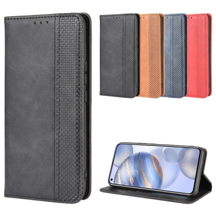 For Huawe Honor 30  Magnetic Buckle Retro Crazy Horse Texture Horizontal Flip Leather Case  , with Holder & Card Slots & Photo Frame